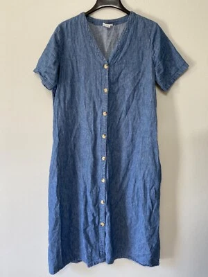 LIZ CLAIBORNE WOMEN'S BLUE LINEN/COTTON DRESS SIZE XL - Image 1 of 4