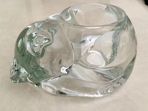 Clear Glass Cat Candle Holder or Paperweight - Picture 1 of 3