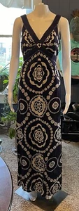 Yoana Baraschi Floral Blue Long Dress Tie Blue Womens L - Picture 1 of 13