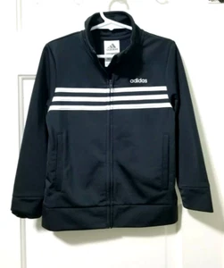 Youth Kids Adidas Athletic Sport Zip Jacket 4 Black White Pockets ~FLASH SALE~ - Picture 1 of 12