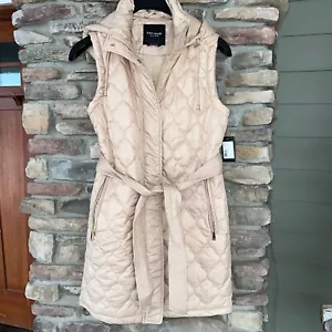 Kate Spade New York durchgehender Reißverschluss weich Ton gesteppt durchgehender Reißverschluss lange Weste Small neu mit Etikett - Bild 1 von 5