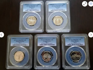 1999-S 25C PCGS PR69DCAM SILVER KEY DATE 5 COIN STATE QUARTER SET  - Picture 1 of 1