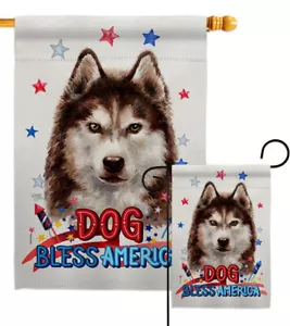 Bandiera da giardino patriottica marrone siberiana husky cane regalo decorativo striscione da cortile - Foto 1 di 19