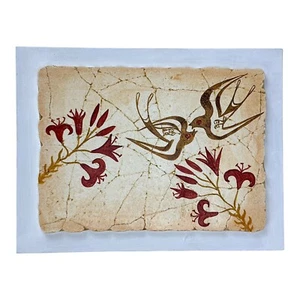 Thira Santorini Kissing Birds Small Vertical Fresco Wall Decor - Picture 1 of 4
