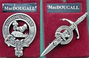 Insignia de peltre o falda escocesa cresta del clan escocés MacDougall - Imagen 1 de 3
