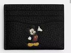 Disney X Coach Mickey Mouse Card Case In Black Regenerative Leather!