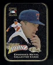 Nolan Ryan 1995 Set of 5 Embossed Metal Collector Cards and Tin