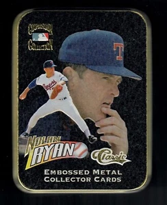 Nolan Ryan 1995 Set of 5 Embossed Metal Collector Cards and Tin - Picture 1 of 4