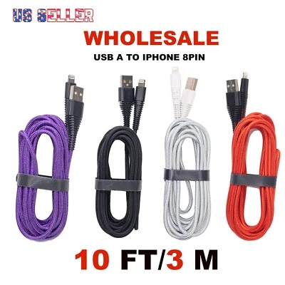 Wholesale 10Ft USB A-8Pin 20W Fast Charger Cable For iPhone 14 13 12 11/Pro Max - Image 1 of 4