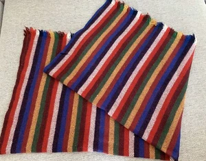 Large Wool Blanket Throw- Striped- Hand Made In Peru 37x46 Inches - Picture 1 of 2