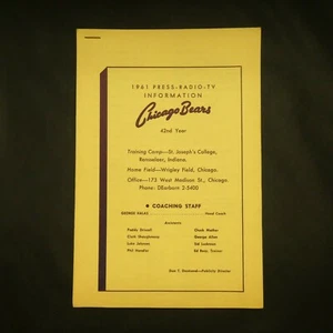 Rare 1961 Chicago Bears Press Radio TV Guide Information Book - Picture 1 of 5