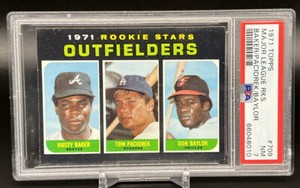 1971 Topps #709 DUSTY BAKER / DON BAYLOR ROOKIES RC - PSA 7 NM - HOF?