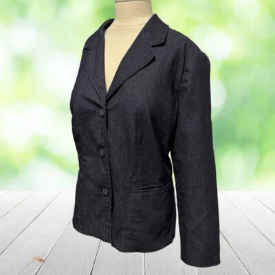 Chaqueta de Colección MOSSIMO para Mujer 16 XL Negra Denim Blazer Oficina Estructura Elegante Y2K Foto 1 de 4
