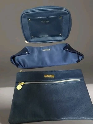CIE DE PEAU Beaute Navy Blue Make up Bag Lot of 3 Foto 1 de 4