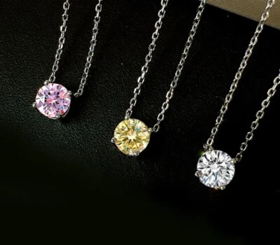 Colgante redondo de 1 quilate, oro de 18 quilates Vermeil, collar pequeño joyería, diamante cultivado en laboratorio Foto 1 de 4