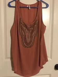 Studio Y ärmelloses transparentes Top mauve mit Bronze & Silber Verzierung Gr. XL - Bild 1 von 7