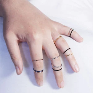 Edelstahl Ring Gliederring Fingerspitzenring Fingerring dünner Ring gerundet - Bild 1 von 3