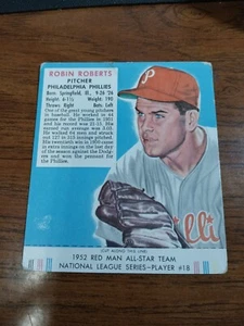 1952 Red Man All Star Robin Roberts #18 mit Tab NL Philadelphia Phillies - Bild 1 von 3