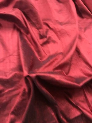DESIGNER QUALITY IRIDESCENT SILK DUPION, HAND WOVEN - UPHOLSTERY RED!!! - Image 1 of 4