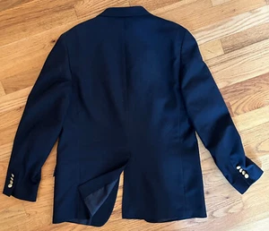 LANDS END Navy Boys Size 20 Blazer Jacket Suitcoat Wool Blend 5-Pocket - Picture 1 of 5