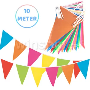 10m Bunting Flag Party Wedding Birthday Decorations Garden Home Outdoor Banners - Picture 1 of 8