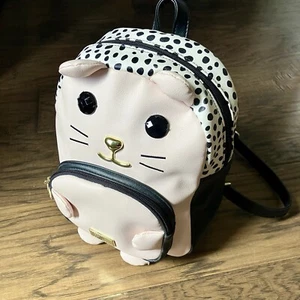 Mochila Luv Betsy Johnson Pequeña Rosa Gato Negro Gatito Blanco Leopardo Manchas Lunares - Imagen 1 de 20