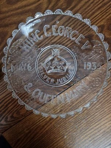 king george v silver jubilee glass plate 6 may 1935 size 9.5 inch - Picture 1 of 5