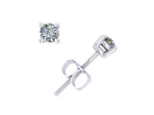 0.33CT Round Diamond Basket Solitaire Stud Earrings 18k White Gold 4Prong I SI2 - Picture 1 of 3