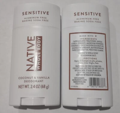 Native ~ Whole Body Deodorant ~ Coconut & Vanilla Scent ~ 2.4 oz ~ 12 pack - Image 1 of 3