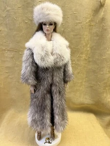 Black Cross Nerz Pelzmantel & Hut 4 Silkstone Barbie & Fashion Royalty Puppe ~ Dimitha - Bild 1 von 12