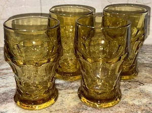 Vintage Anchor Hocking Gläser Georgian Bernstein Gold Waben Becher 5" Set - Bild 1 von 7