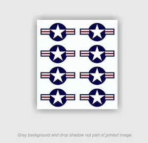 8pk - USAF Roundel Decals .75h x 1.4w Stickers Air Force Logo Military Aircraft - Picture 1 of 2