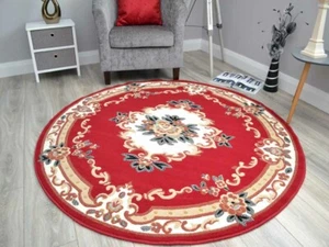 Small Medium Large Red Traditional Design Round Circle Circular Floor Rugs Cheap - Picture 1 of 1