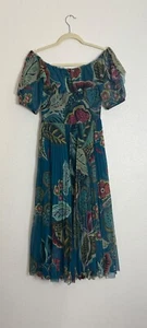 Red Valentino Women's Off the Shoulder Pleated Printed Tulle Midi Dress Size 4 - Picture 1 of 17