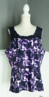 Camiseta sin mangas Torrid para mujer talla 4 Active estampado de sombras malla púrpura negra Foto 1 de 4