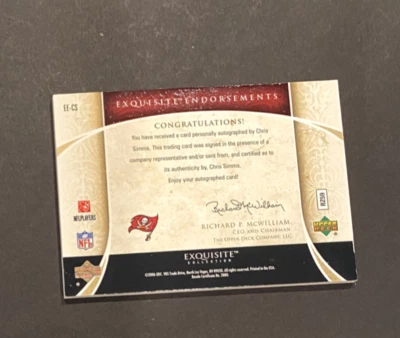 Exquisite Chris Simms 2006 automático 28/35 Tampa Bay Buccaneers en tarjeta Foto 1 de 2