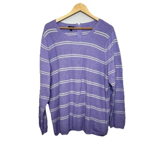 Talbots Purple & White Knit Zip Back Sweater Cotton Blend Soft Womens 3X NWT - Picture 1 of 9