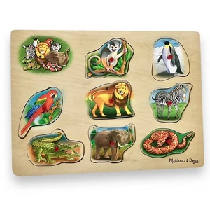 Melissa & Doug Wood ZOO Sounds Puzzle Ages 2+ Educational Toy Tested Works - Picture 1 of 3