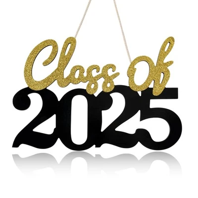 Clase de 2025 Letrero de madera grado dorado foto utilería 15,75 x 9,84 pulgadas decoración de fiesta Foto 1 de 4