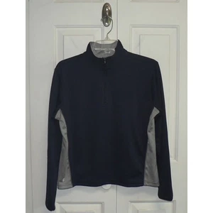 Halloway Women's Long Sleeve Textured Quarter Zip Pullover in Navy/Grey MD $34 - Picture 1 of 4