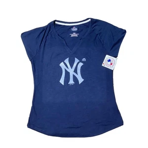 Majestic Fan Fashion New York Yankees V-neck Women's T-Shirt Large. NWT - Picture 1 of 6