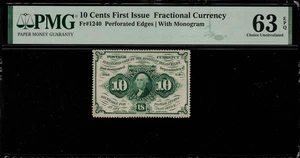 FR-1240 $0.10 First Issue Fractional Currency - 10 Cents - Graded PMG 63 EPQ - Picture 1 of 2