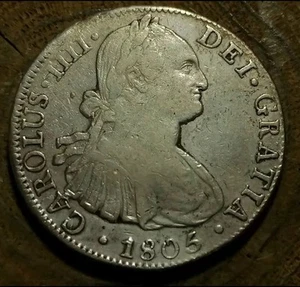 1805 Mo TH Mexico 8 Reales Silver Coin - Picture 1 of 3