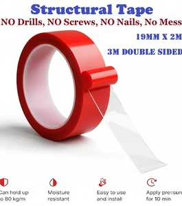 Heavy Duty Double-Sided Nano Tape Strong Stick Mounting Gel Clear Tape UK - Picture 1 of 14