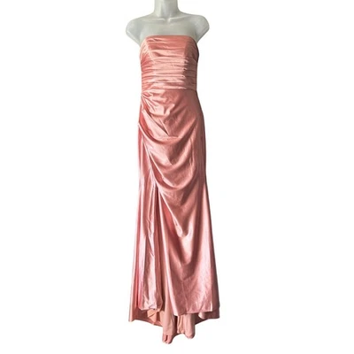 Stacees Dress Women 4 Dusty Pink Prom Silk Like Satin Floor Length Slit Bodycon - Image 1 of 4