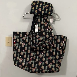 VERA BRADLEY Canvas Beach Bag & Essential Sling, Cotton Travel Organizer Toucan - Picture 1 of 14