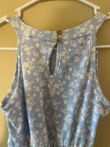 Girls Cotton Dress Size 10 Blue Flowers Summer - Picture 1 of 1