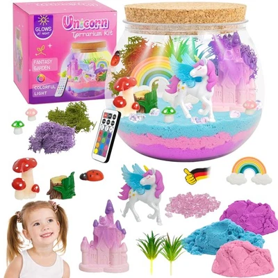 Einhorn Geschenke für Mädchen,Leuchtendes Einhorn Terrarium Bastelset für Kinder - Bild 1 von 4