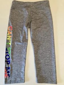 Old Navy Active Girls “Can’t Stop Me” Athleisure Go-Dry Gray Capri Pants 10/12 - Picture 1 of 3