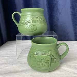 Grove Park Inn Rookwood Keramik Becher Set grün 2013 Emerson Zitat - Bild 1 von 9